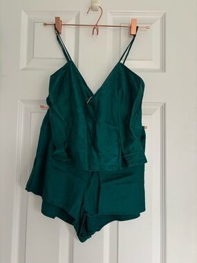 Victoria's Secret Teal Satin Cami & Shorts Set